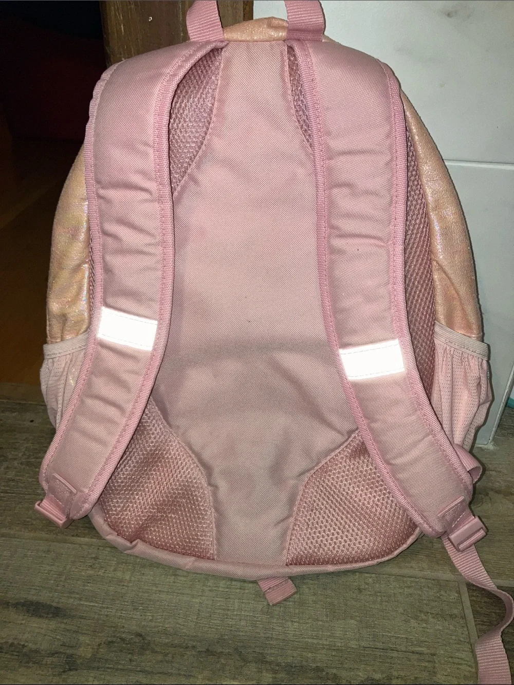 MORE THAN MAGIC KIDS 17” Pink Iridescent Backpack with Patches